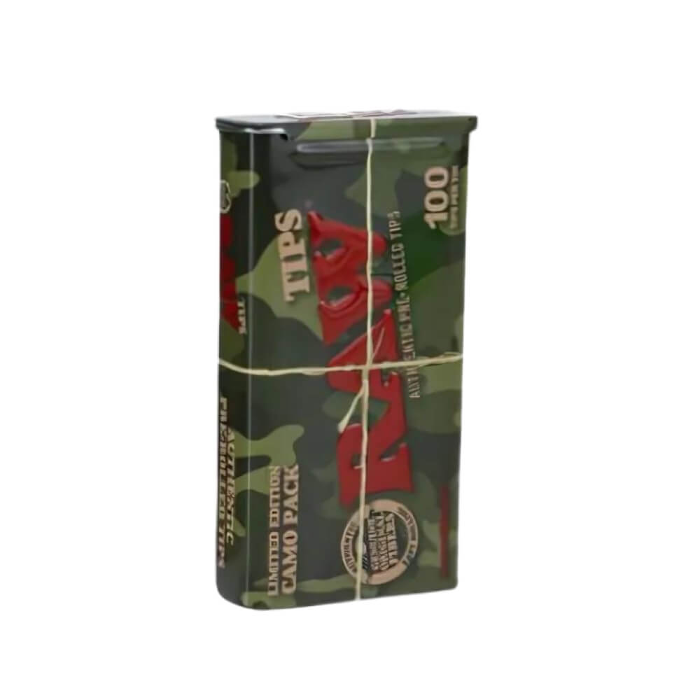 Puntas preenrolladas RAW Camo 100, edición limitada (6 latas/expositor)