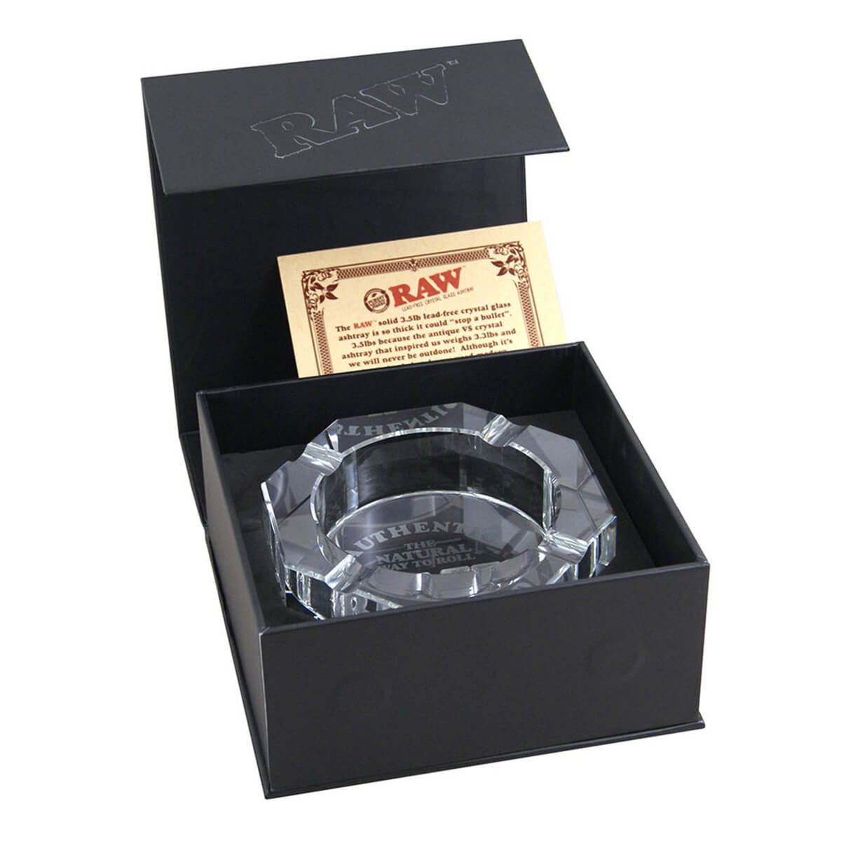Cenicero de cristal sin plomo RAW + caja de regalo