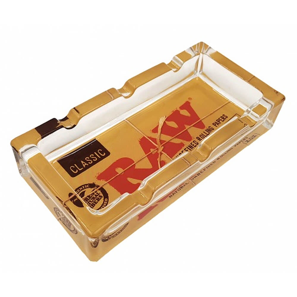 Cenicero rectangular de vidrio RAW de 16 cm