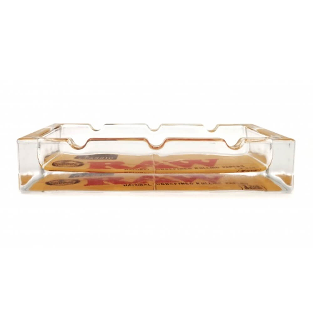 Cenicero rectangular de vidrio RAW de 16 cm
