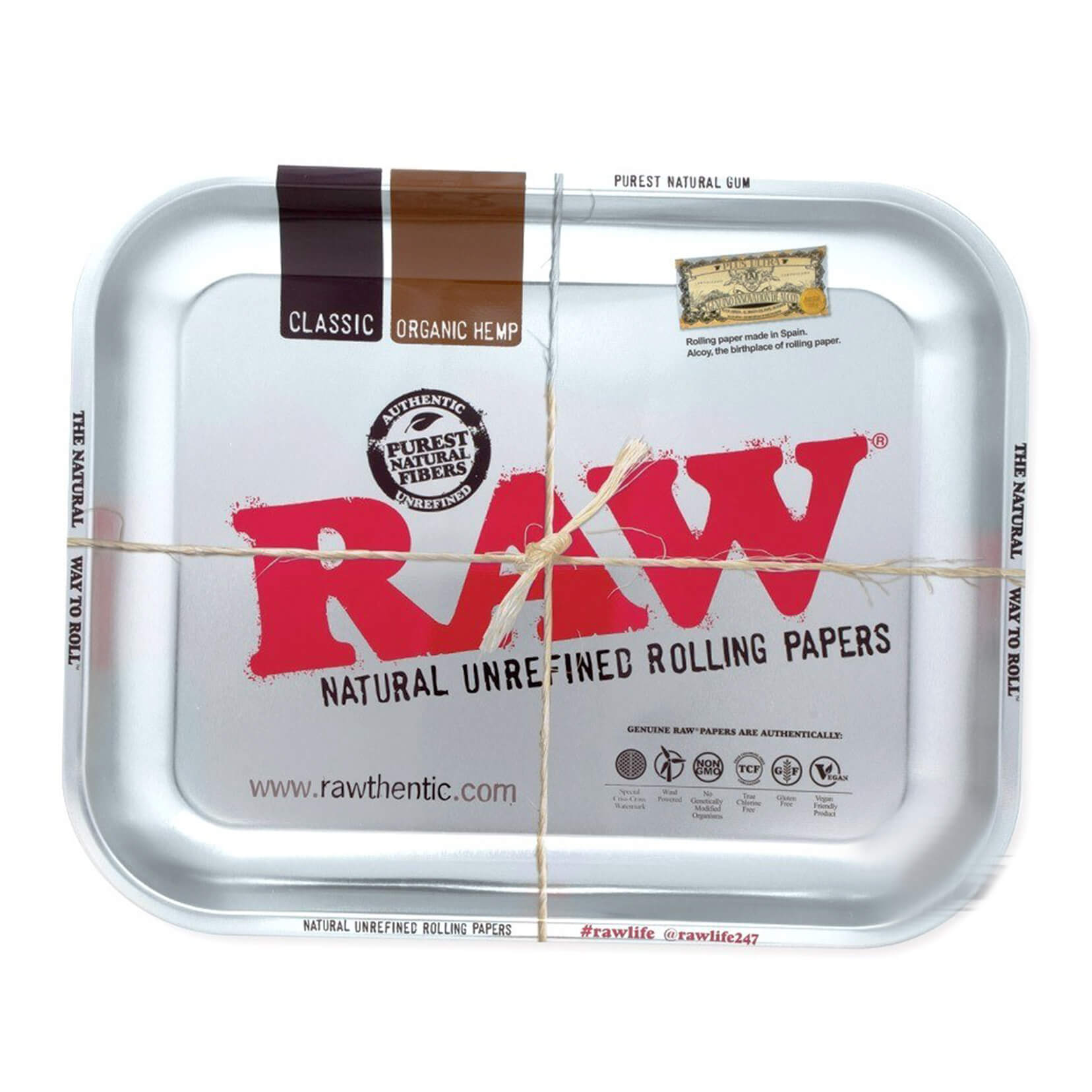 RAW - Bandeja de liar metálica plateada