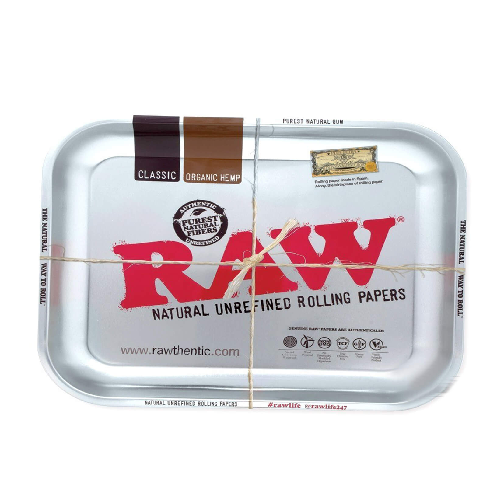 RAW - Bandeja de liar metálica plateada
