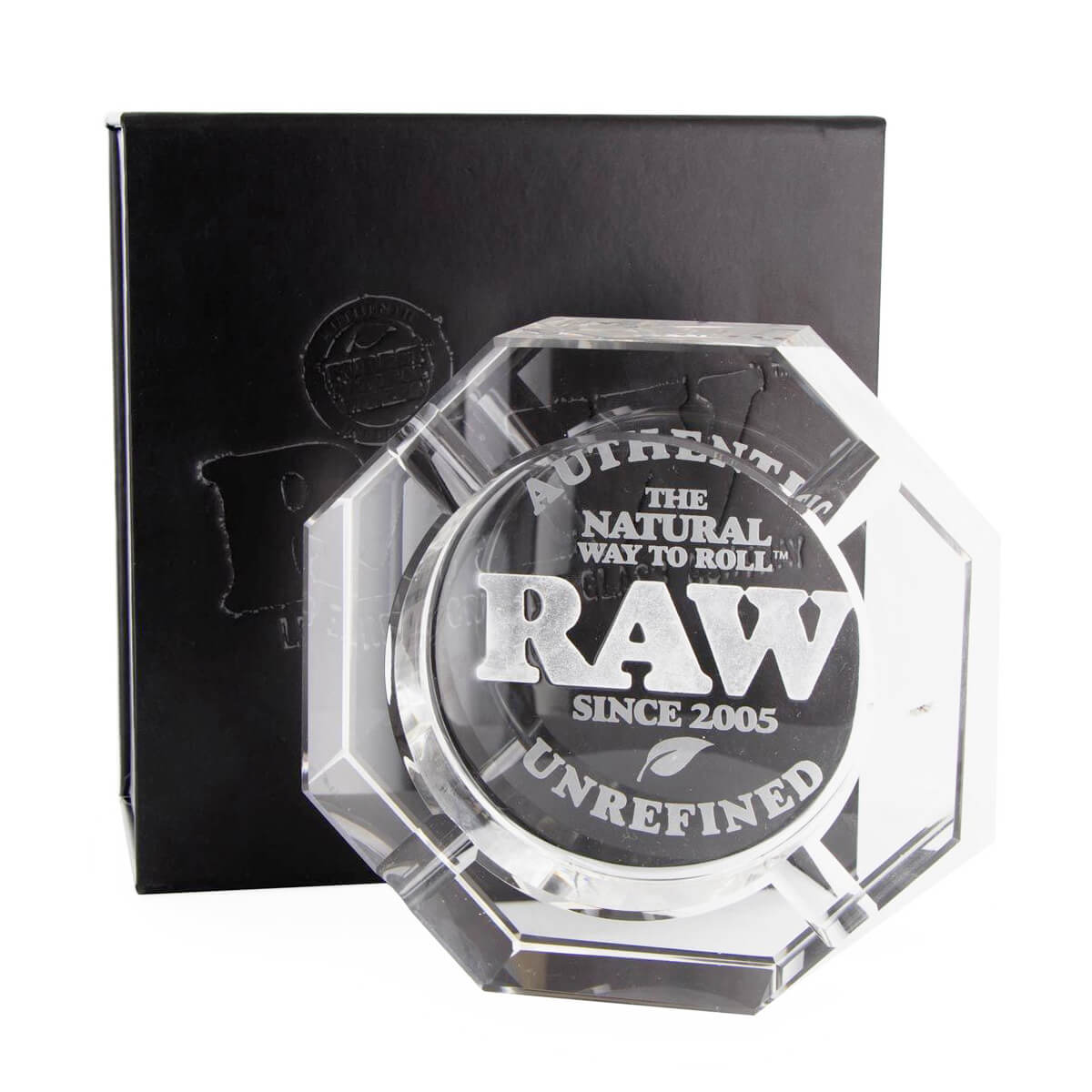 Cenicero de cristal sin plomo RAW + caja de regalo