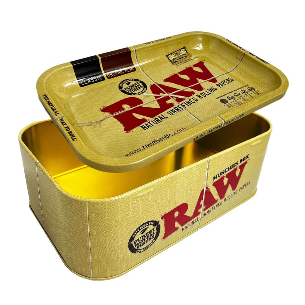 Bandeja metálica RAW Munchies Box con caja de almacenamiento